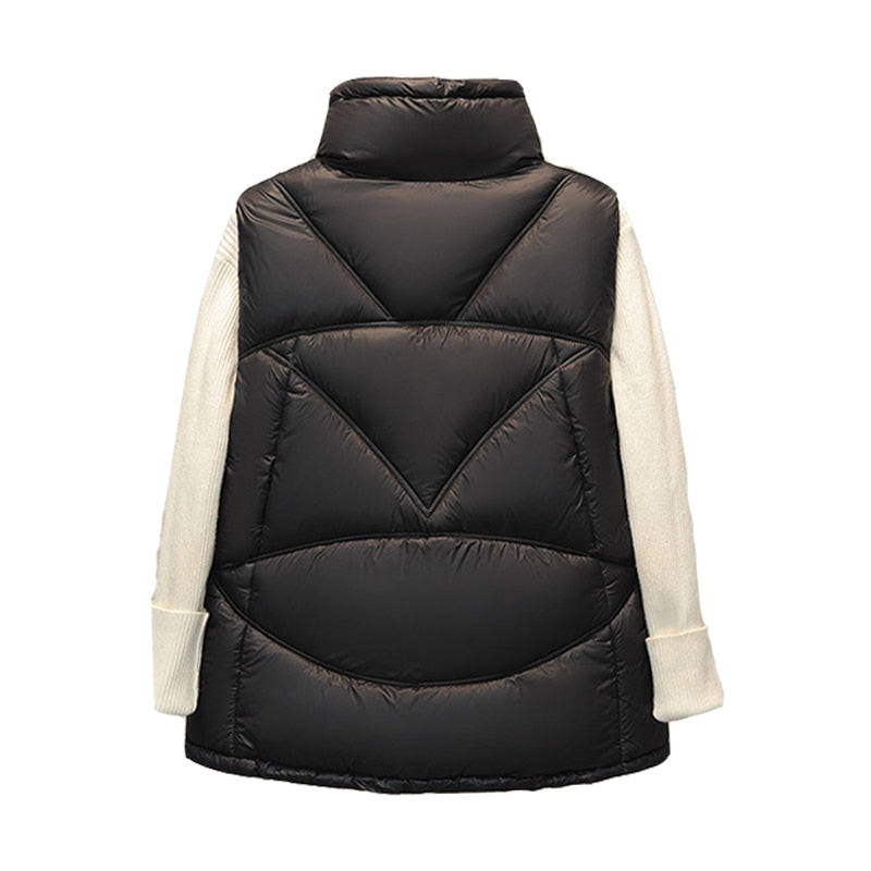 Playful Autumn Stand Collar Vest Coat for Ladies