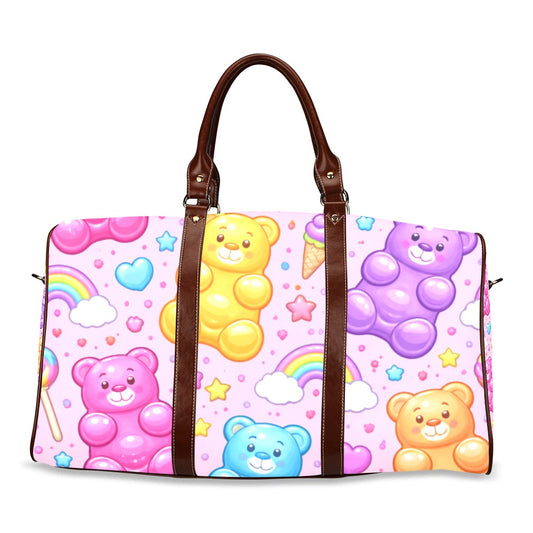 Harajuku Gummy Bear Pattern Travel Bag (Brown)