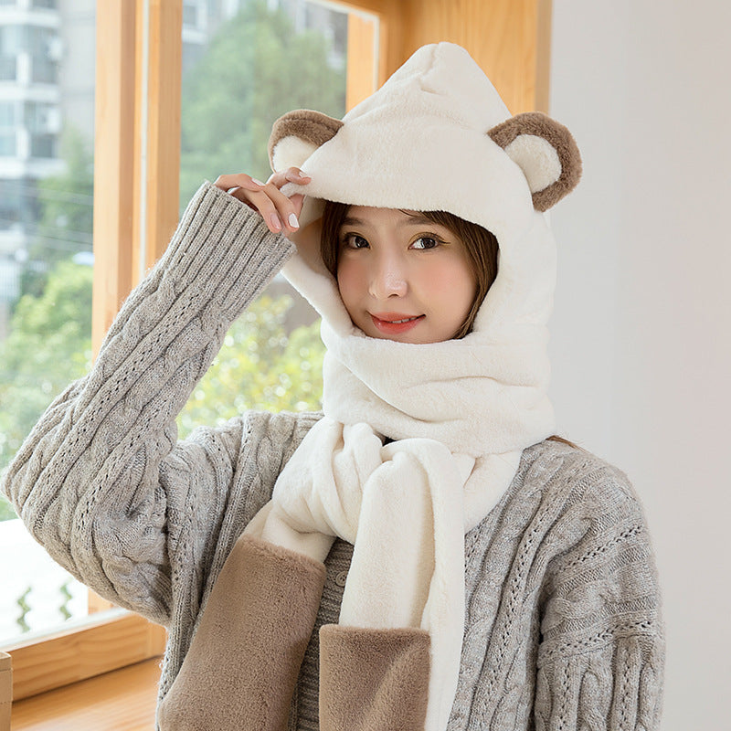 Playful Winter Bears Hat Gloves Scarf Set