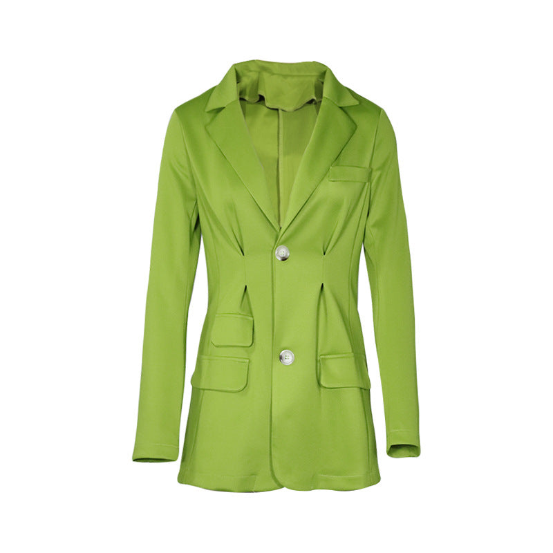 Playful Candy Color Long Sleeved Slim Suit Jacket