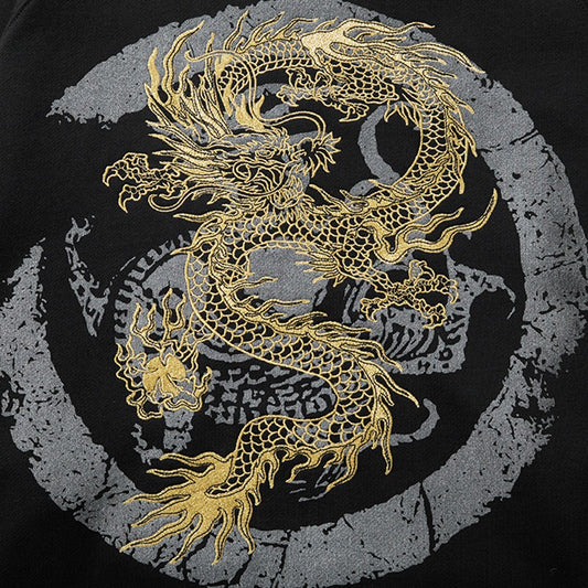 Embroidered Golden Dragon Sweatshirt for Men