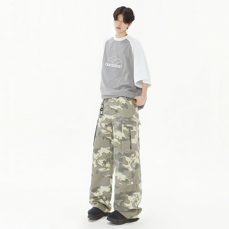 Harajuku Style Camouflage Wide Leg Jeans for Men