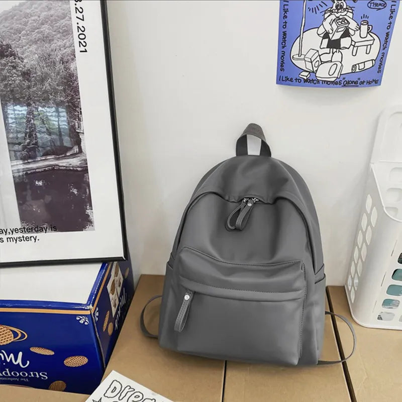 Harajuku PU Leather Zip Backpack