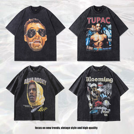 Vintage Hip Hop Portrait T-Shirt - Harajuku Style