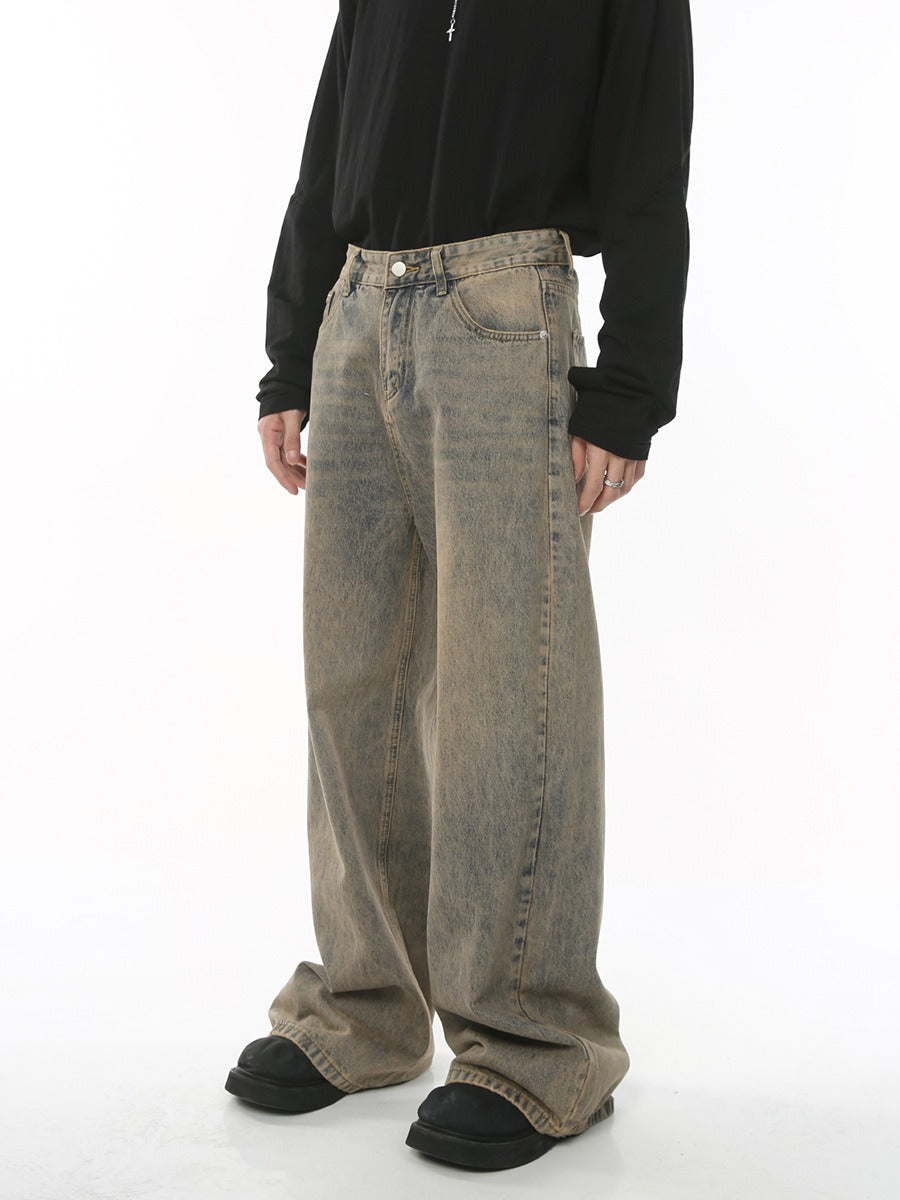 Retro Loose Wide-Leg Denim Trousers - Harajuku Style
