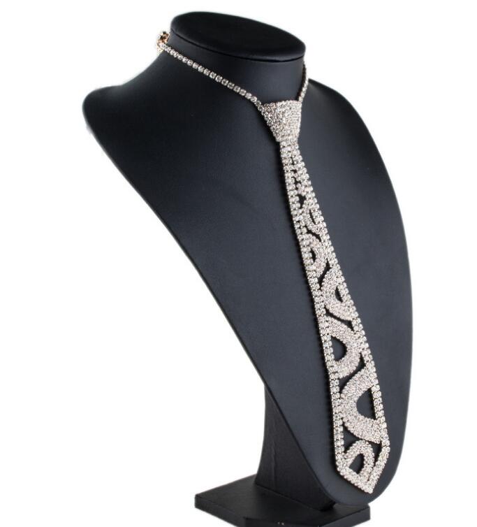 Harajuku Style Rhinestone Tie Shaped Maxi Necklace