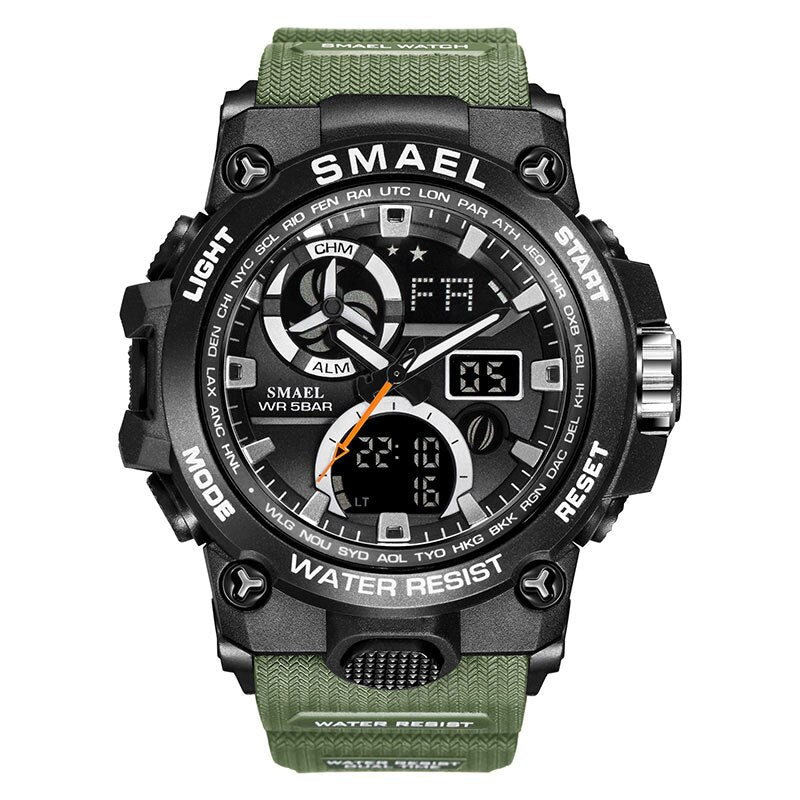 Men's 50M Waterproof Sport Watch - Dual Time Military Style