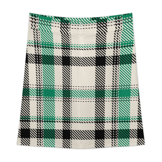 Green Plaid School Girl Zipper Skirt