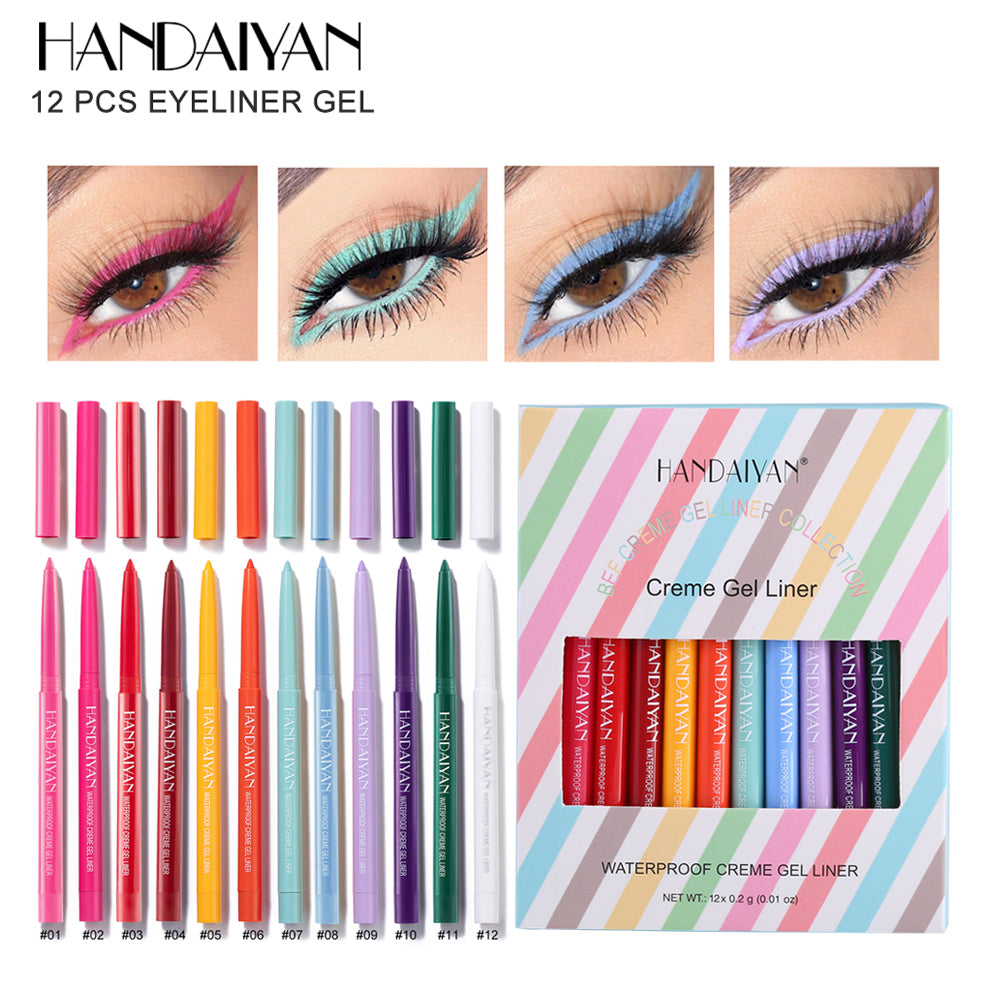12 Matte Colored Quick Dry Gel Eyeliner Pens