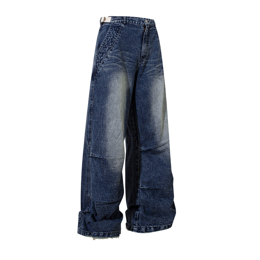 Faded Denim Workwear Trousers - Hip Hop Style