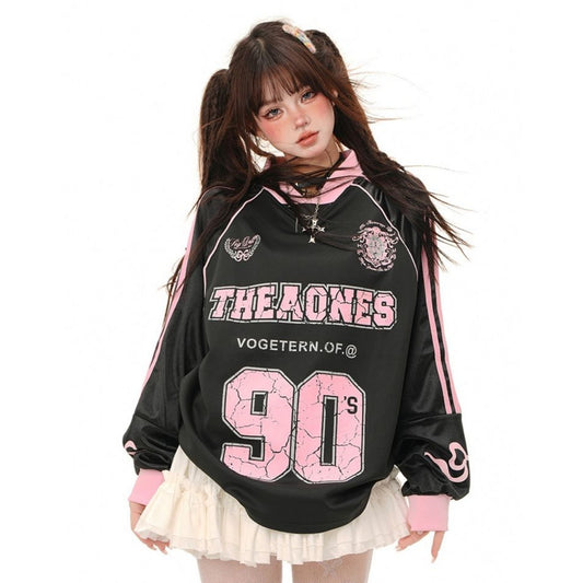 Harajuku Style V-Neck Long Sleeve Satin Jersey