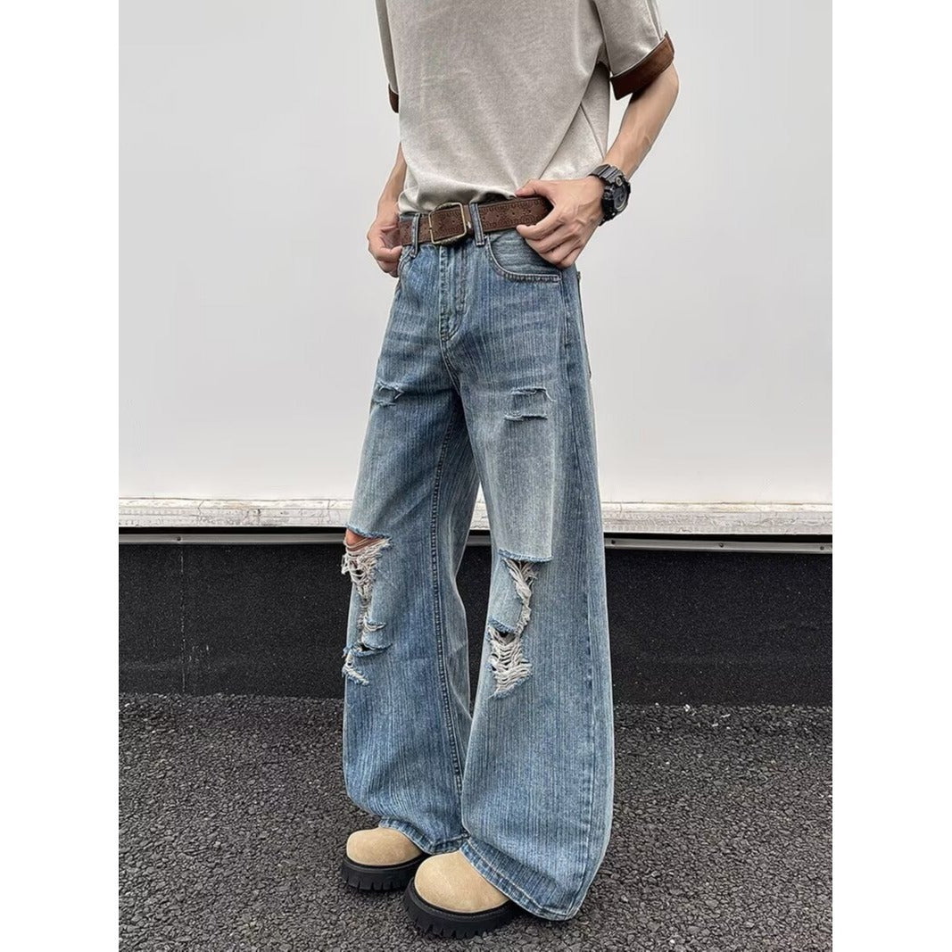 Harajuku Style Micro Opening Washed Denim Jeans