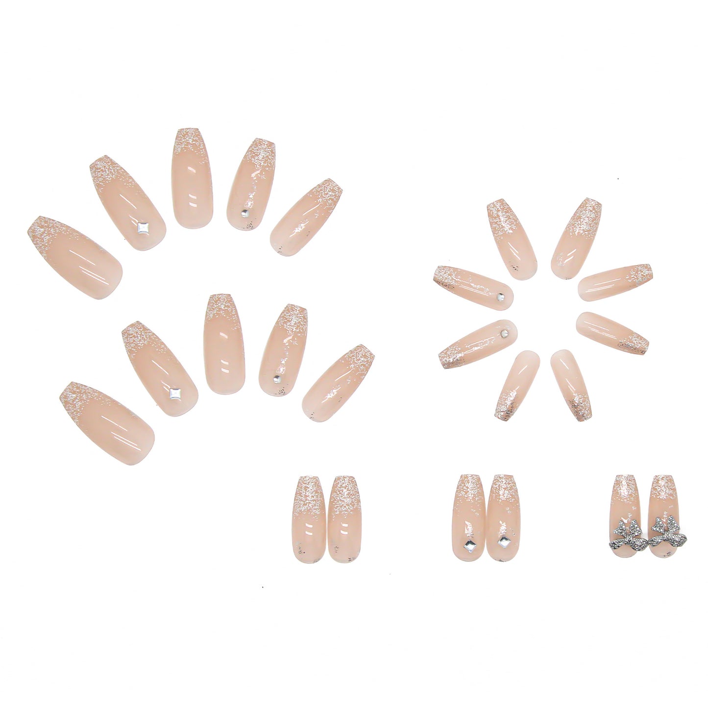 Fairy Butterfly Long-Wear Fake Nails with Diamond Detail