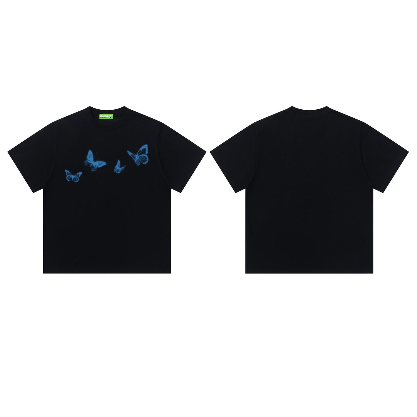 Dark Blue Butterfly Print Short Sleeve T-Shirt