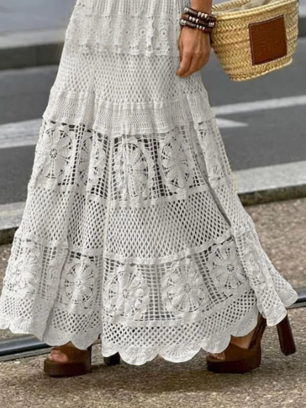 Openwork Crochet Maxi Skirt - Harajuku Style
