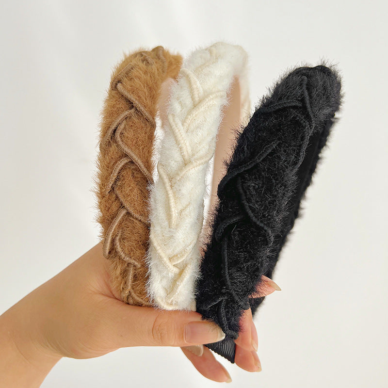 Stylish Hairband Mink Hair Braided Headband F010