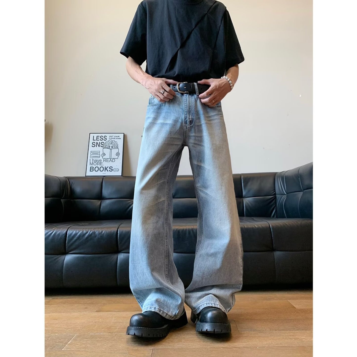 Playful Loose Wide Leg Denim Pants