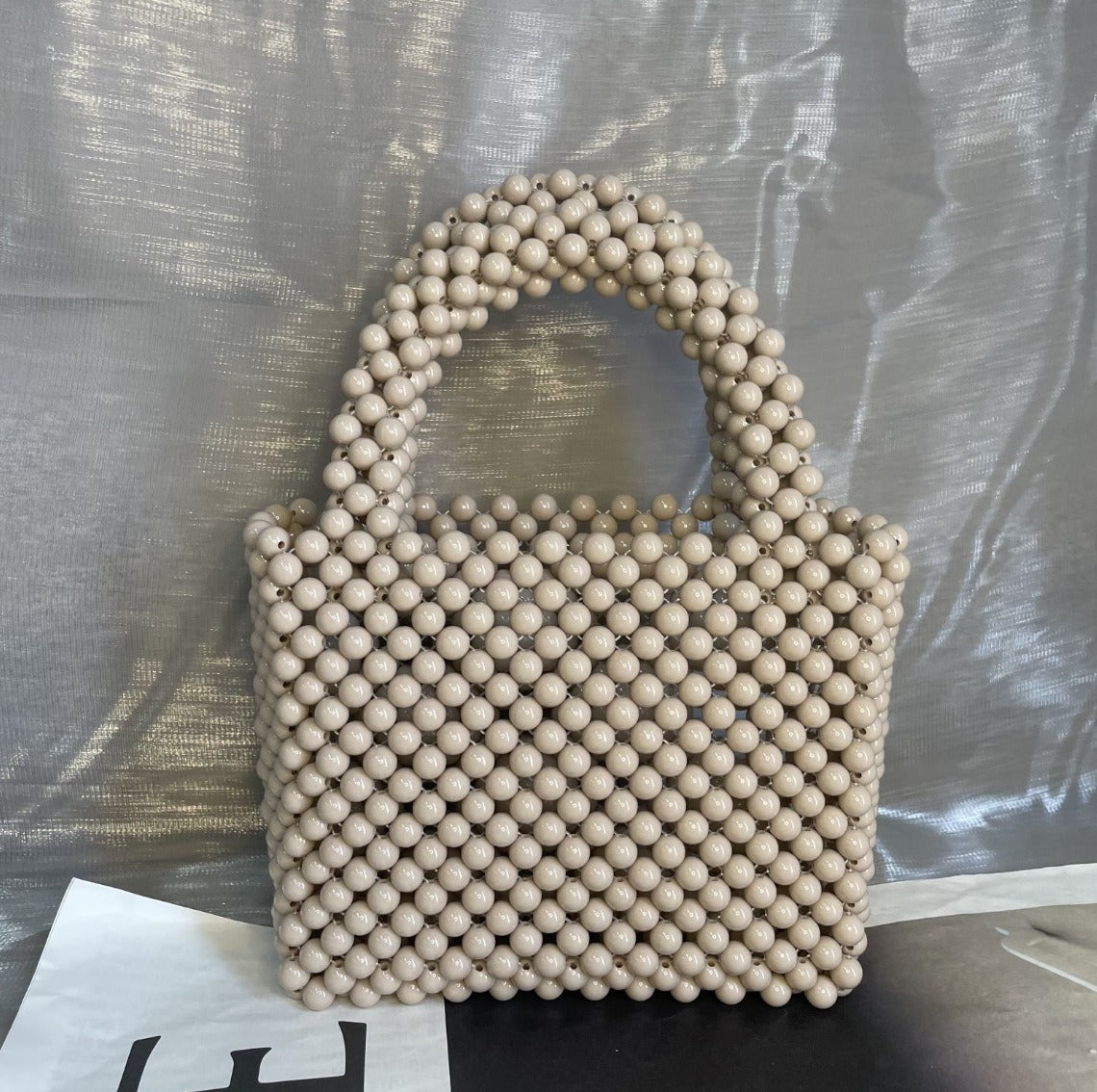Harajuku Style Solid Color Beaded Handbag