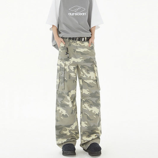 Harajuku Style Camouflage Wide Leg Jeans for Men