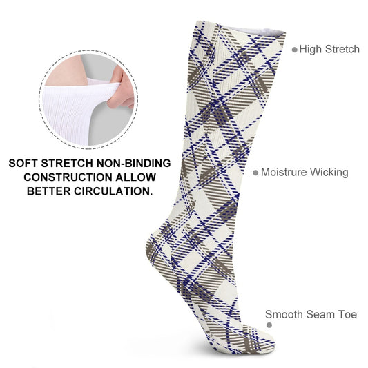 Blue and Gray Plaid Breathable Socks