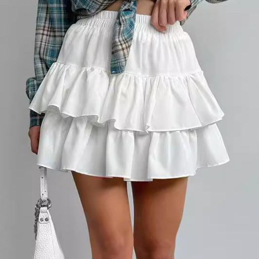 Harajuku-Inspired Double-Layer High-Waisted Pleated Skirt