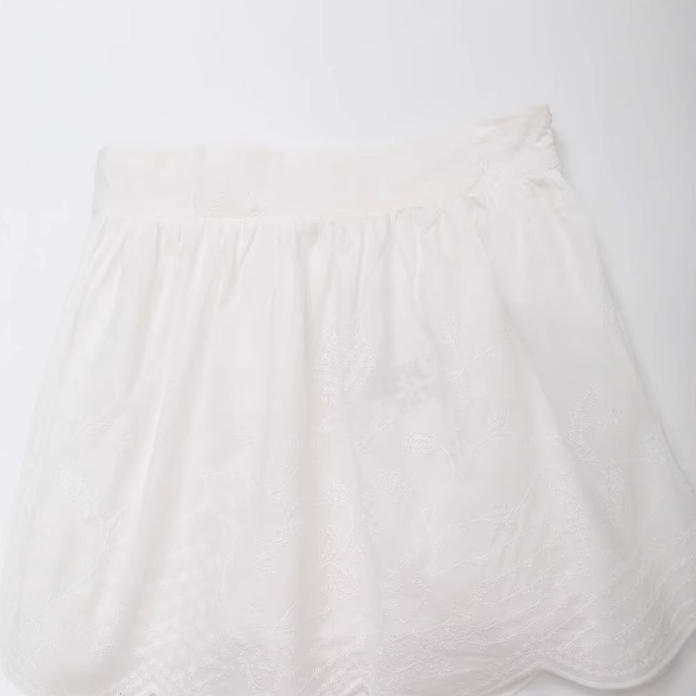 Embroidered Flower Bud Skirt - Harajuku Style