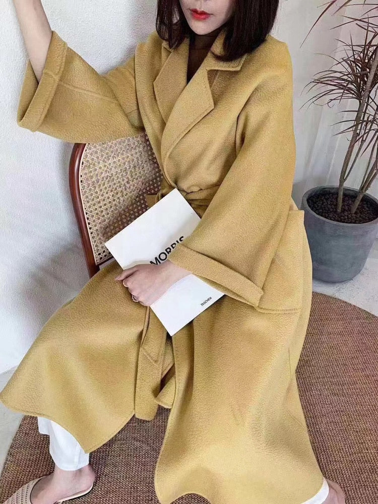 Harajuku Style Double-Sided Wool Coat for Women