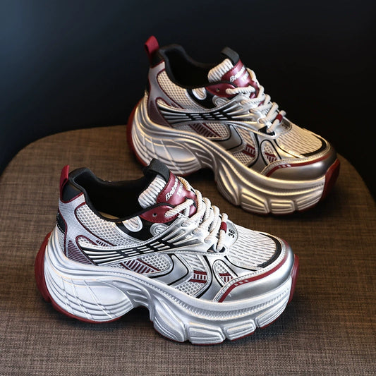 Lace Up Round Toe Platform Sneakers