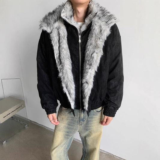 Men's Cotton Coat - Faux Fur Two-Piece Double-Layer Cotton Coat