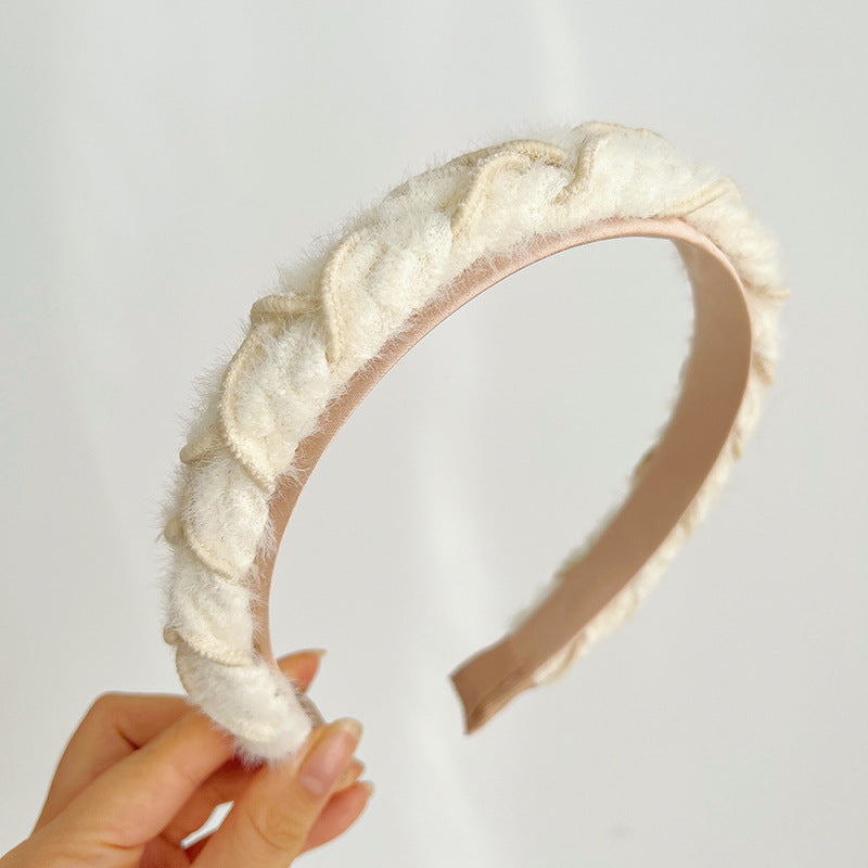 Stylish Hairband Mink Hair Braided Headband F010