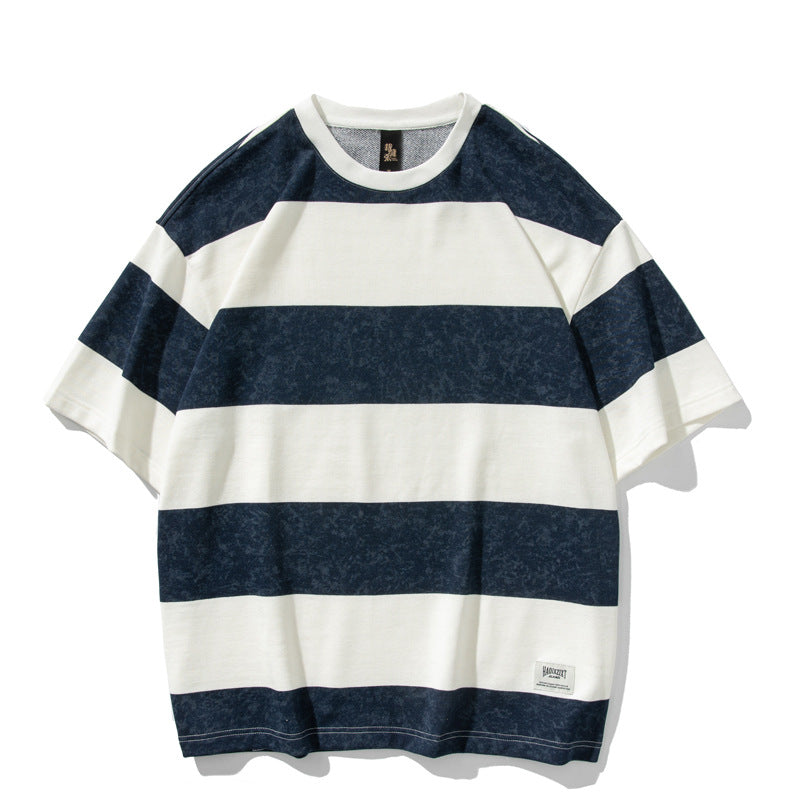 Striped Loose Fit Men's Short Sleeve Shirt