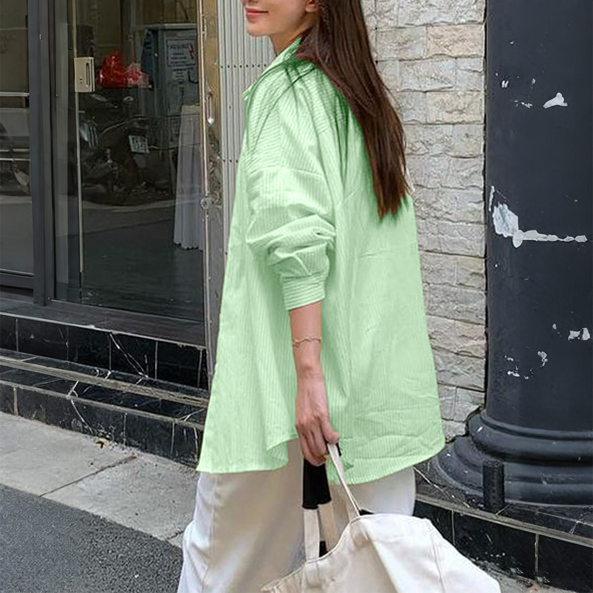 Casual Vacation Striped Long-sleeved Shirt for Women