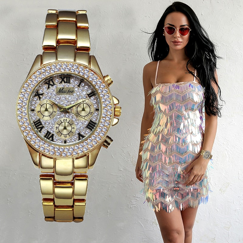 MISSFOX Luxury 18K Gold Women’s Quartz Watch