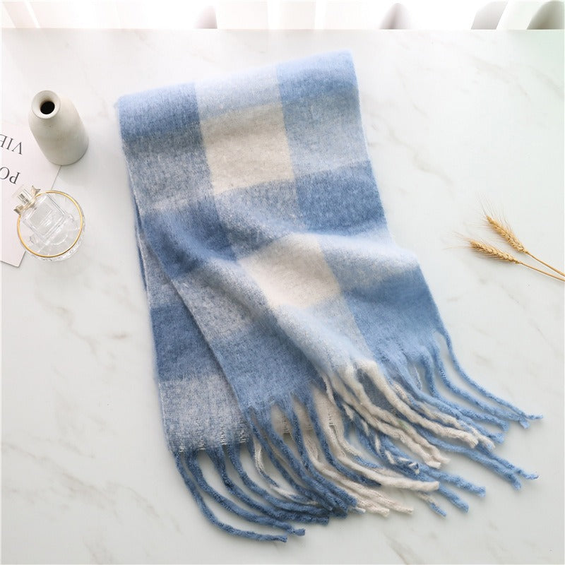 Thickened Imitation Cashmere Plaid Scarf for Women