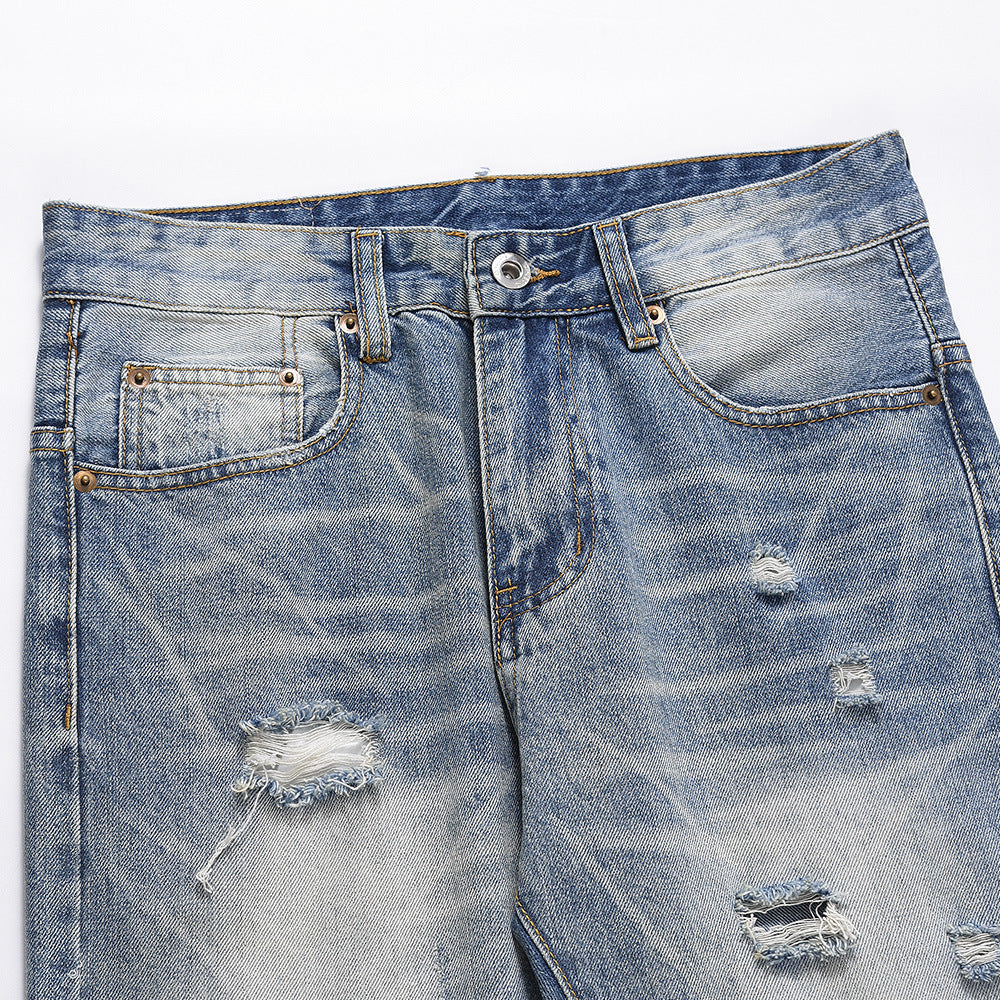 Harajuku Style Gradient Distressed Denim Pants