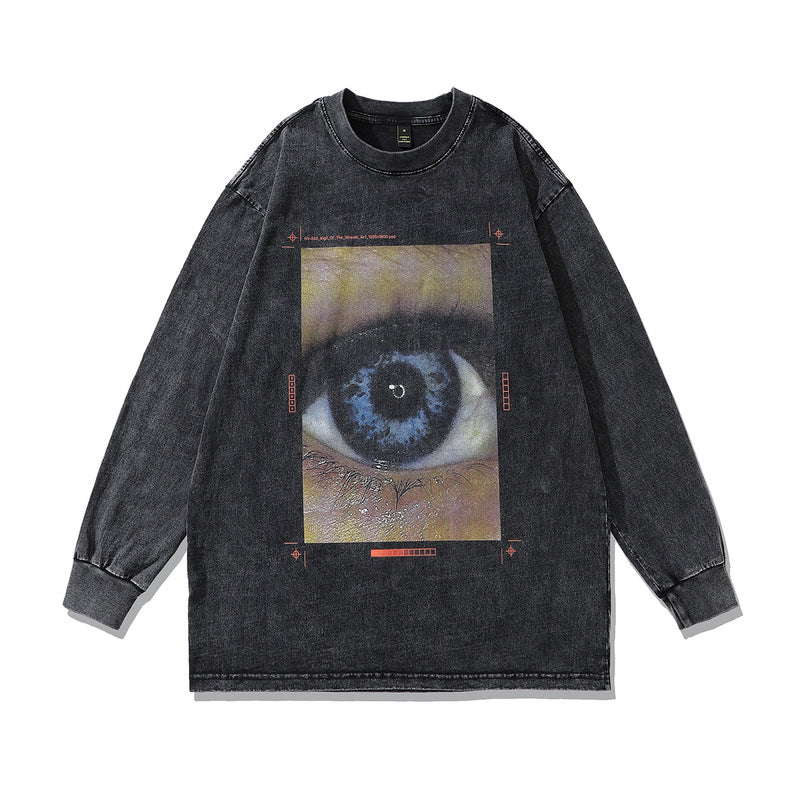Unisex Retro Print Long Sleeve T-Shirt - Harajuku Style