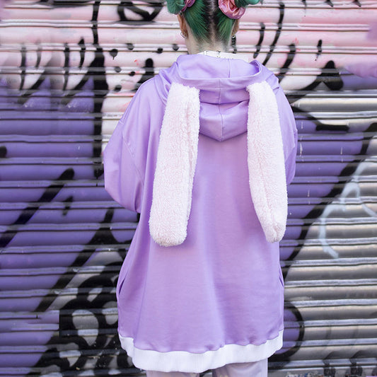 Playful Bunny Girl Hoodie - Harajuku Style Sweater