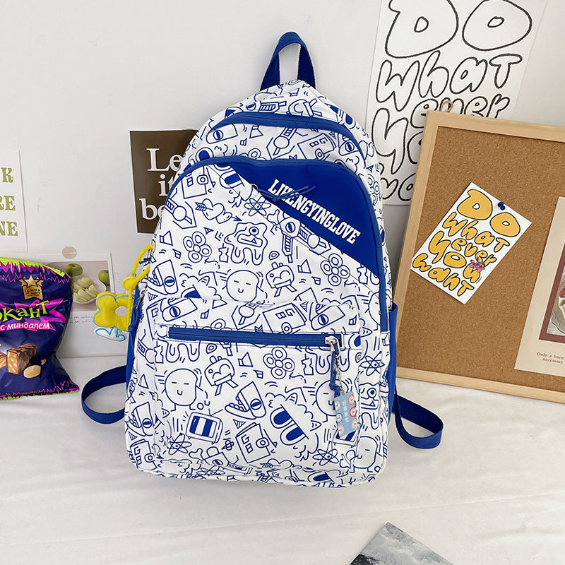 Harajuku Style Girl Student Backpack with Graffiti Design