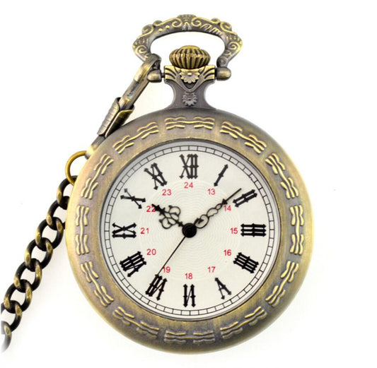Gothic Big Roman Hollow Pocket Watch - Harajuku Style