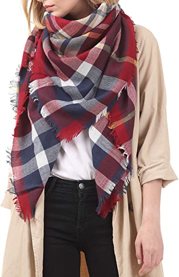 Harajuku Style Red & Black Plaid Scarf for Women