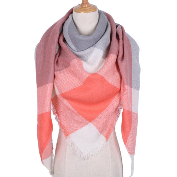 Harajuku Style Winter Triangle Scarf - Cashmere Plaid Shawl