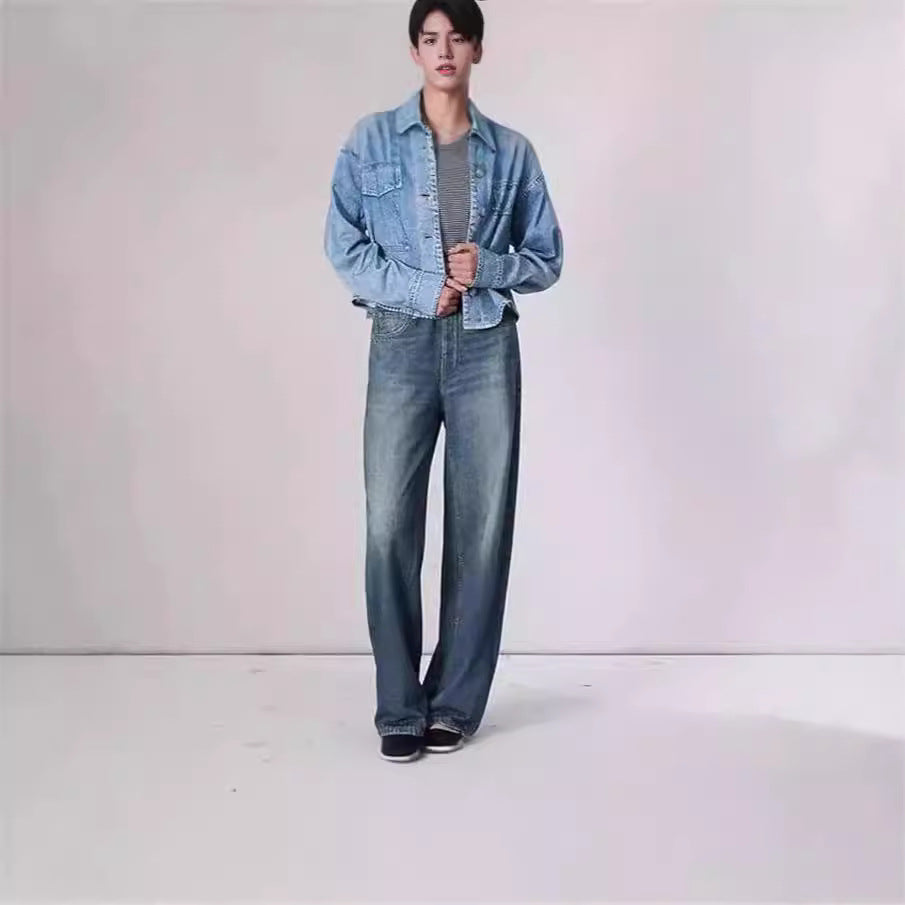 Retro Mid Rise Women's Wide Leg Loose Jeans