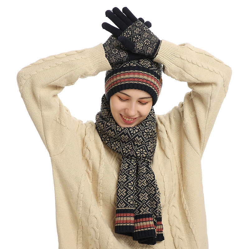 Harajuku Knitted Winter Scarf, Hat & Gloves Set