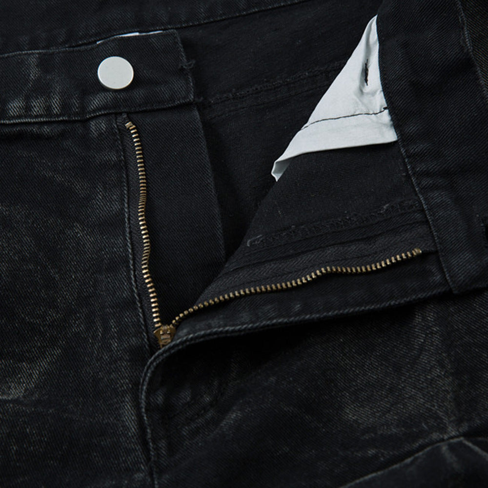 Harajuku Style Heavy Pleated Denim Pants for Men