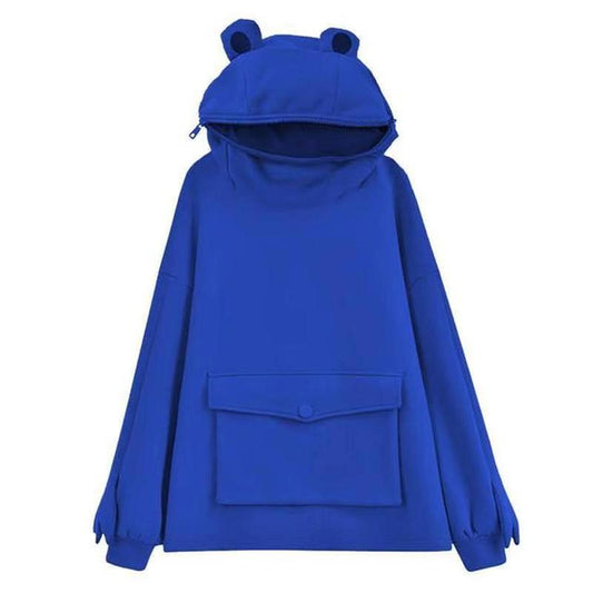 Harajuku Frog Hooded Pullover - Casual Winter Sweatshirt