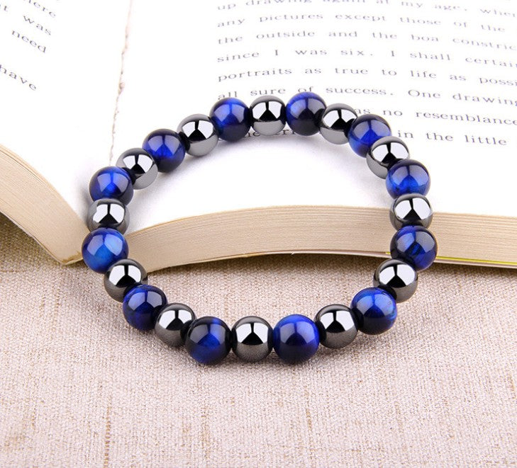 Royal Blue Tiger Eye & Obsidian Friendship Bracelet