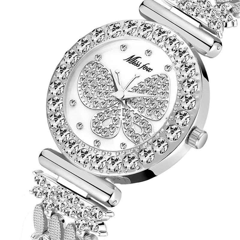 Luxury 18K Gold Butterfly Women Watch with Diamonds