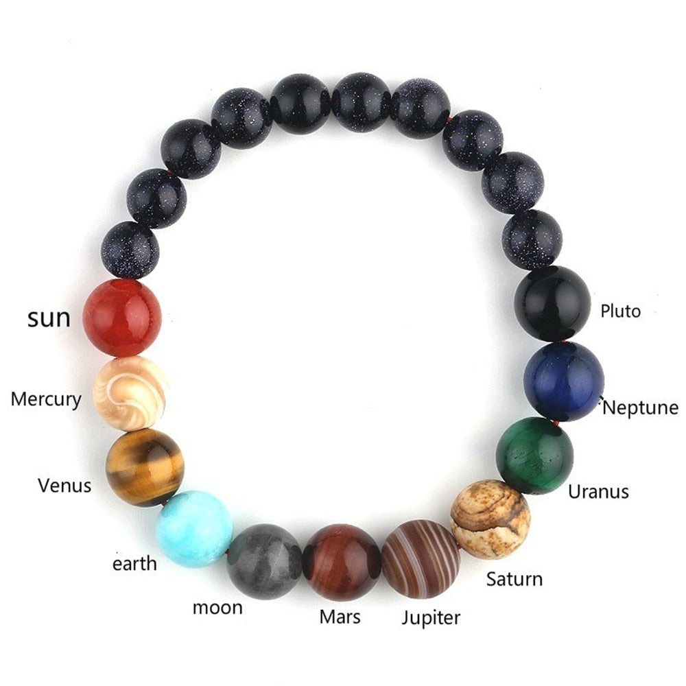 Lovers Eight Planets Natural Stone Bracelet - Galaxy Chakra