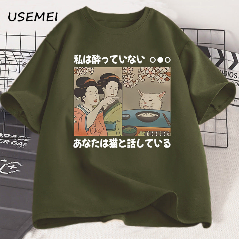 Harajuku Style Cartoon Cat T-Shirts – Kawaii Summer Fashion