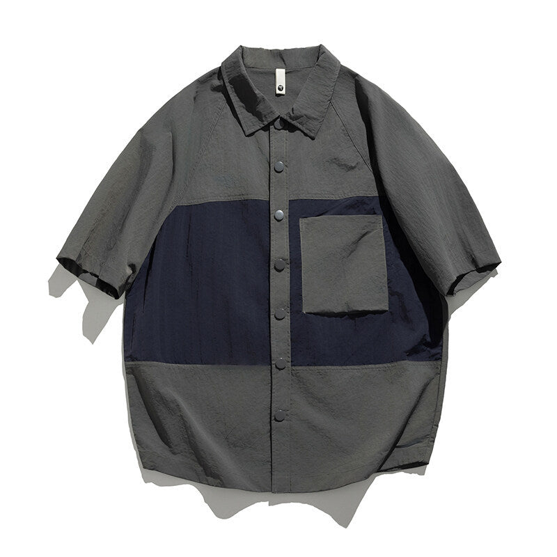 Color Blocking Patchwork Pocket Shirt